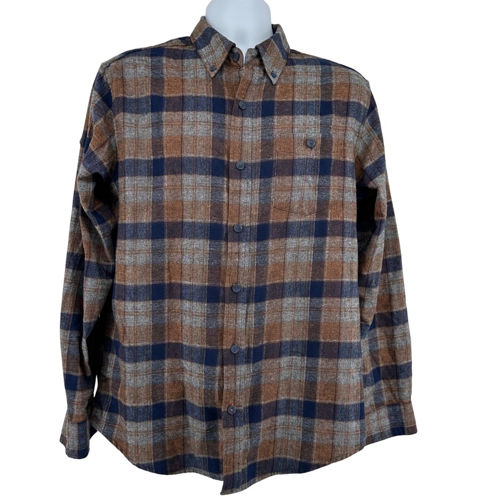 Weatherproof Vintage Flannel Shirt Outdoor Rugged Mens Medium Brown Plaid